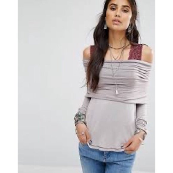 Free People We The Free Cosmo Cowl Long Sleeve Top Gray Women Size Medium - Picture 1 of 16